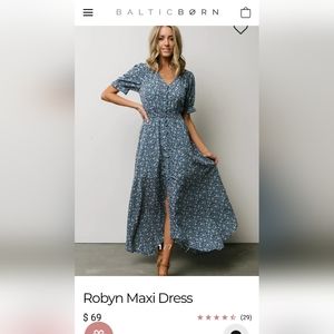 Baltic Born, Robyn Maxi Dress, Size Small, French Blue Floral